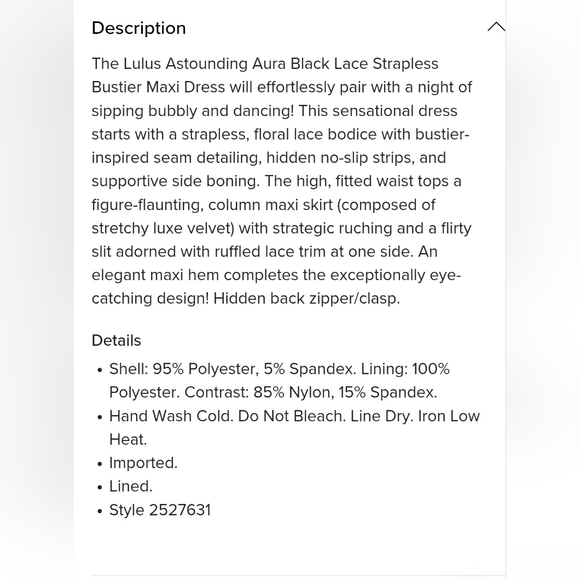 Astounding Aura Black Lace Strapless Bustier Maxi Dress - Picture 6 of 12